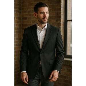 Jos. A. Bank 40R Wool Sport Coat Black Blazer Classic Fit Suit Jacket